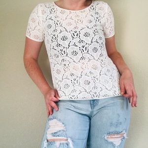 Loft White Floral Top